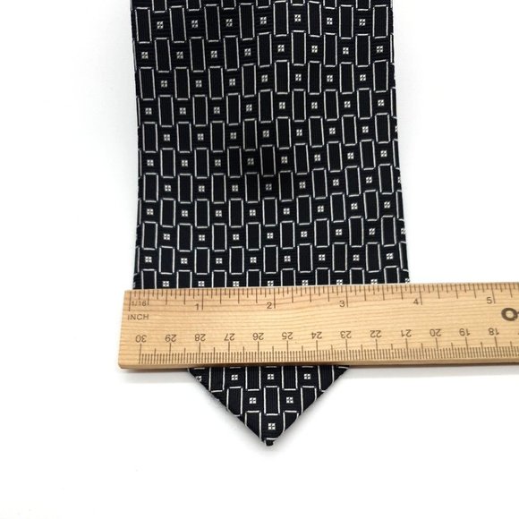 Pierre Cardin Mens Tie Dress Accessory USA 100% Silk Black White Business Gift - Picture 3 of 7